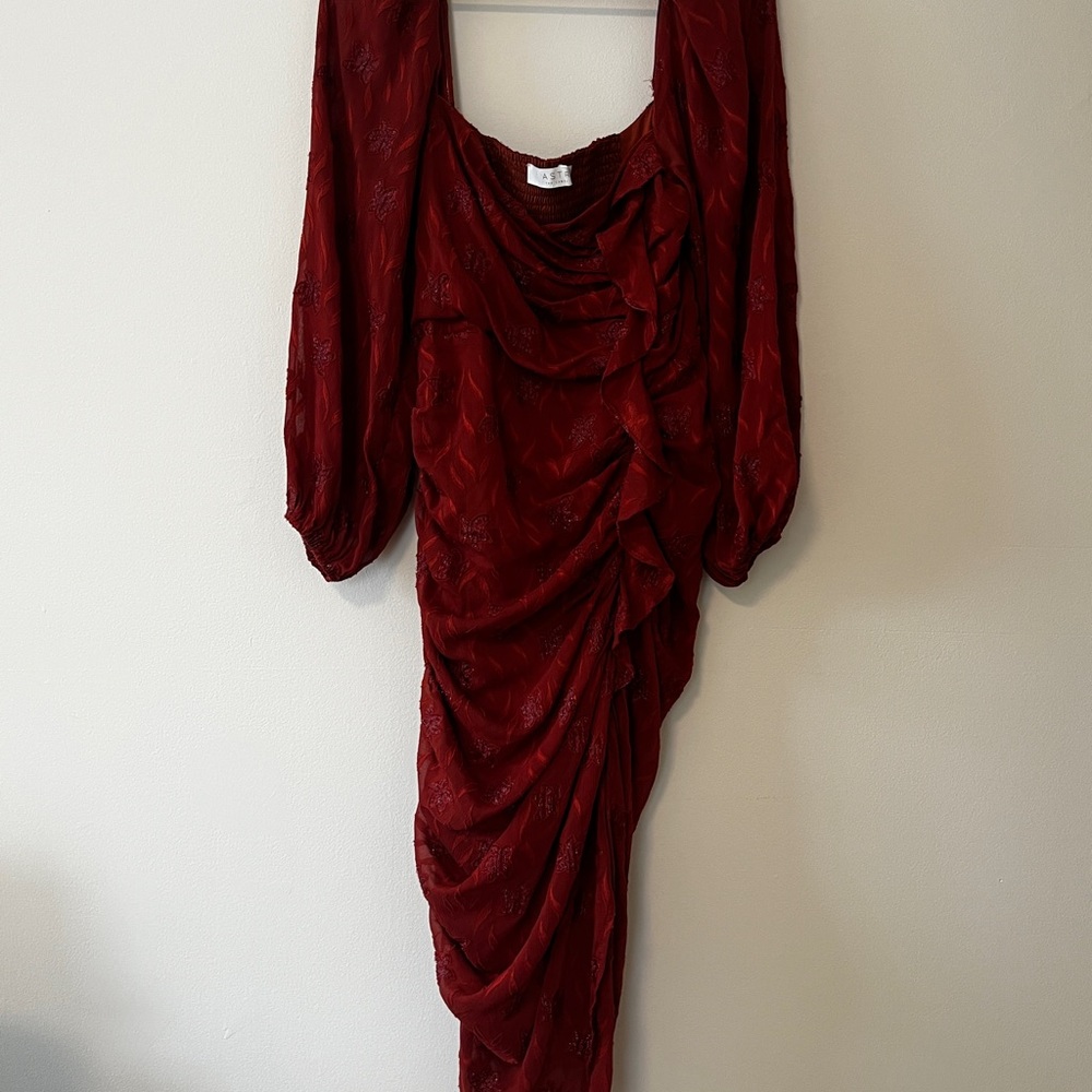 Astr Burnt Sienna Long Sleeve Dress